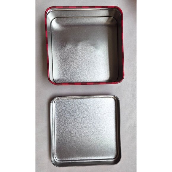 Merry Christmas Buffalo Plaid Holiday Storage Tin Container - Picture 4 of 4
